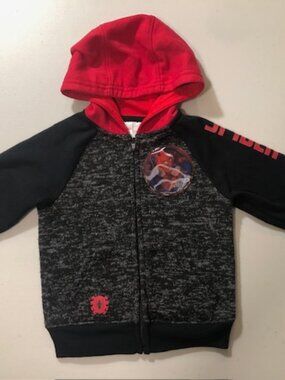 Marvel Spider-Man Hoodie Boys 4T Black Red Fleece Full Zip Graphic